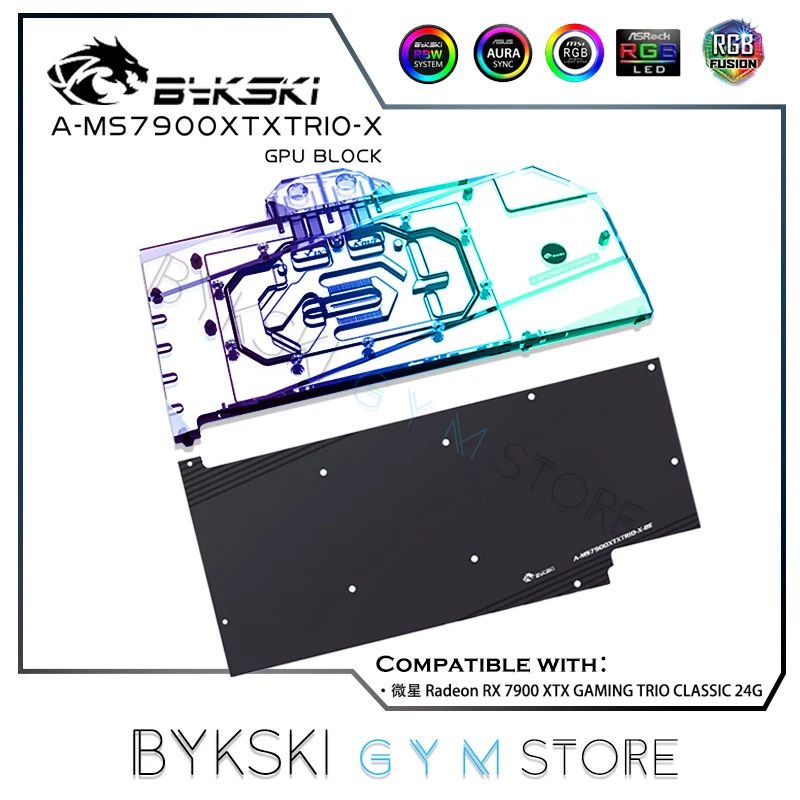 Bykski Msi 7900 Gpu Block Rx 7900Xtx Water Cooler 5V Argb 12V Rgb Mb Sync + Backplate A-Ms7900Xtrio-X