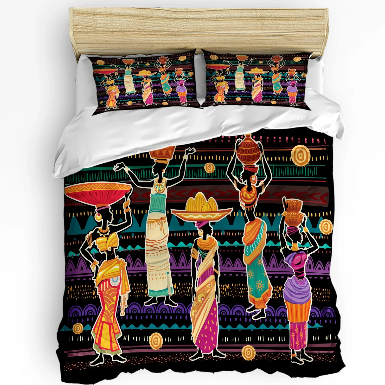 

African Ethnic Culture African Women Dress Ceramic 3pcs Bedding Set For Bed Home Textile Duvet Cover Quilt Cover Pillowcase