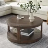 40" Round Coffee Table for Living Room, 2 Tier Traditional Round Circle Wooden Center Coffee Table, Café Tables 1