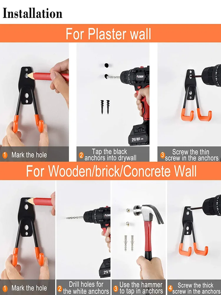 Heavy Duty Metal Wall Mount Garage Organizer Hook for Bicycle and Tool Storage