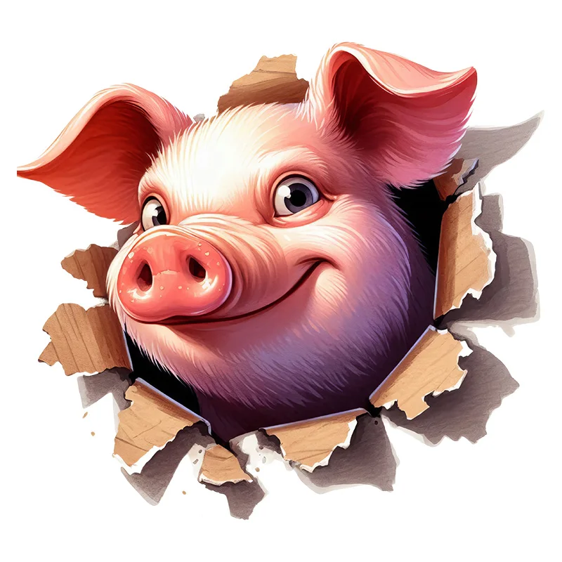 90856# 3D Cute Pig Wall Decal Reusable Sticker for Living Room Aesthetic Room Decoration Easy to Beautify Your Home