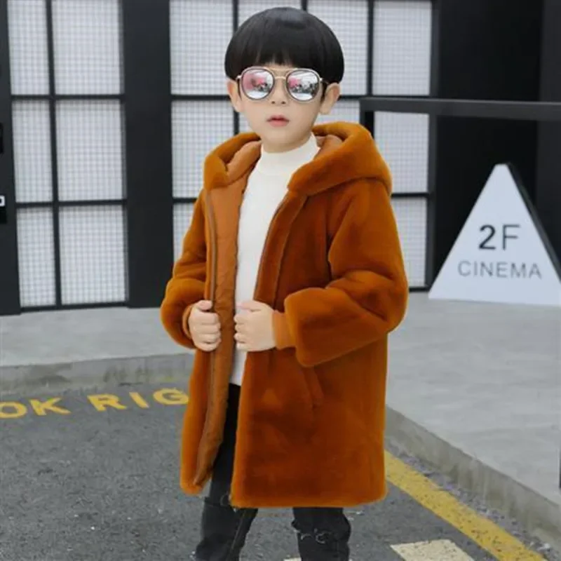 Winter Jacket Girls Boys Coat Kids Coats with Faux Fur Boys Winter Jacket Girls Outerwear Coats Fashion Solid