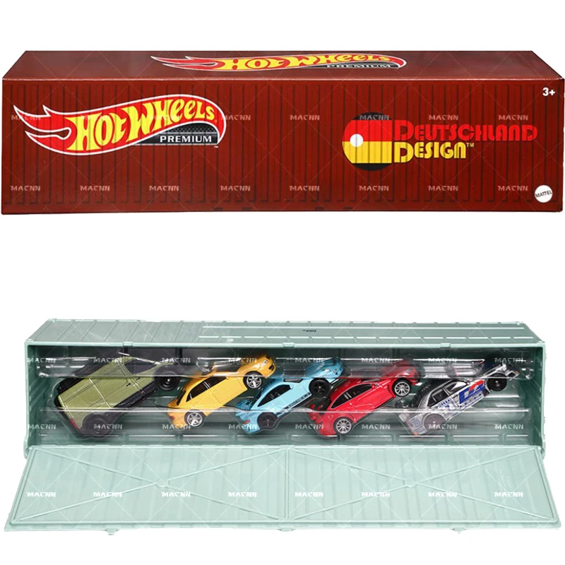 

Hot Wheels Car Toy Premium Car Culture Deutschland Design Container Set Mercedes-Benz C63 Porsche 911 Mercedes Sprinter Van