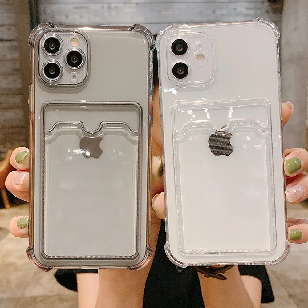 Transparent Case For iPhone 17 Pro Max Case iPhone 16 15 Pro Max 13 14 12 11 7 8 Plus SE Cover Soft Wallet Pocket Card Holder 1