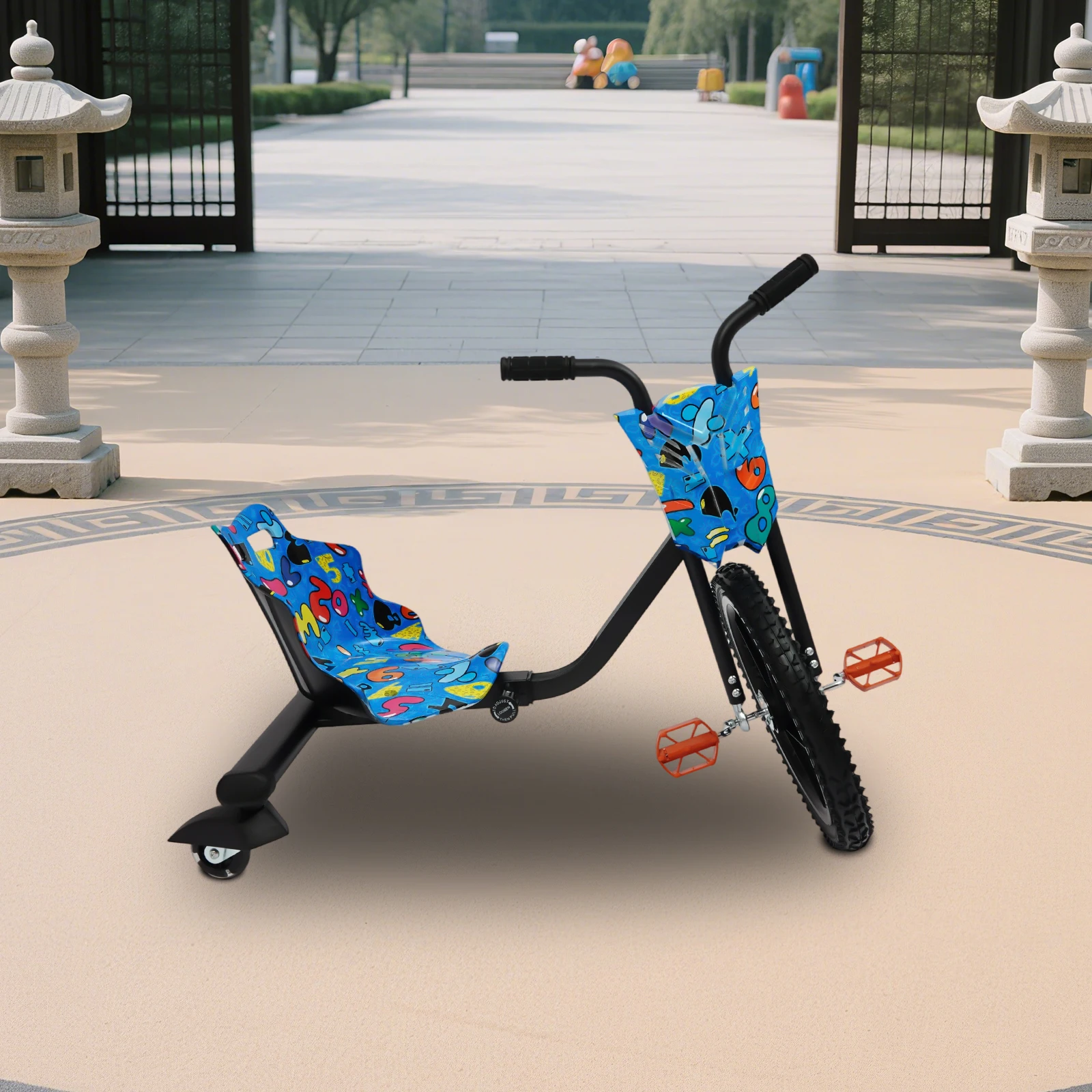Neues Modell 3-Rad-Drift-Elektro-Scooter Drift Trike für Kinder und Erwachsene mit LED-Leuchträdern & Rennsitz 80kg/176lbs – Detail 2