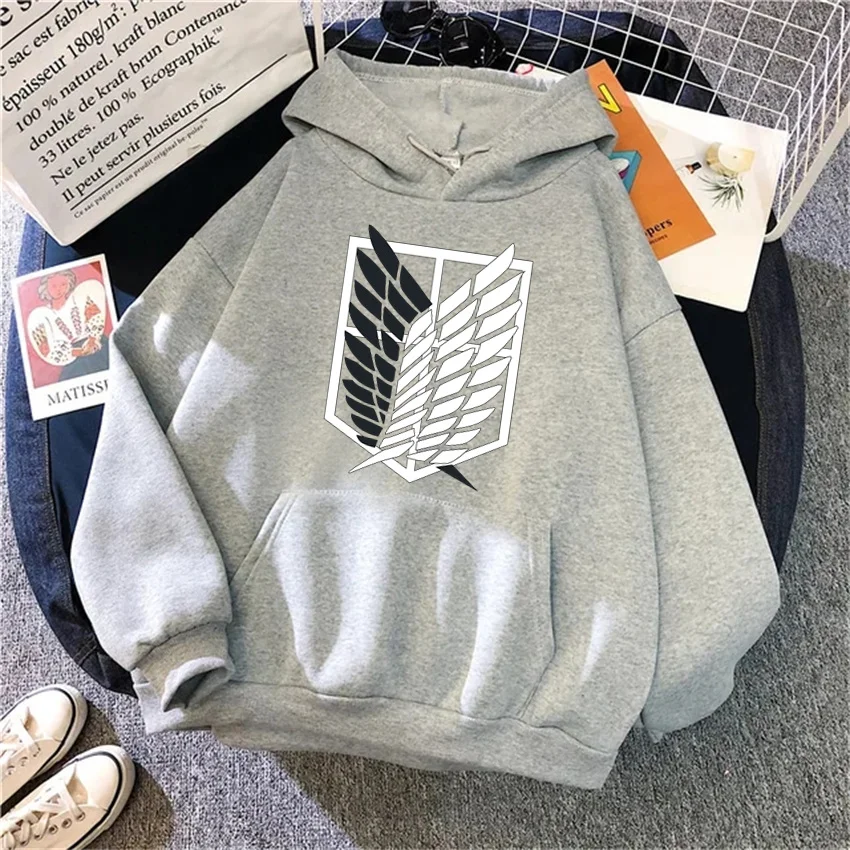 Fashion Women Hoodies Anime Attack on Titan Print Hip Hop Fleece Woman Casual Male Y2K Clothes Hoody Pullover Unisex Streetwear 5