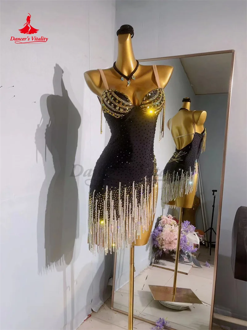 

Latin Dance Dress for Women Customsized Rumba Chacha Tango Performance Professional Costume Skirt Children Girl's Latin Dresses