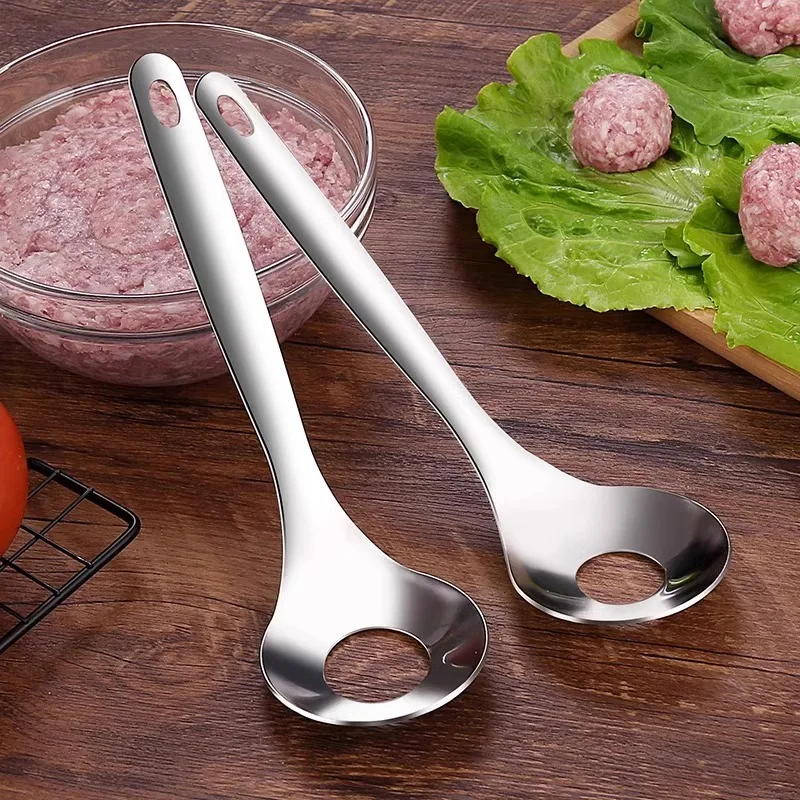Stainless Steel Meatballs Spoon Non-stick Beef Fish Meatball Maker Manual Food Processorle Fish Balls Kitchen Meat Tools