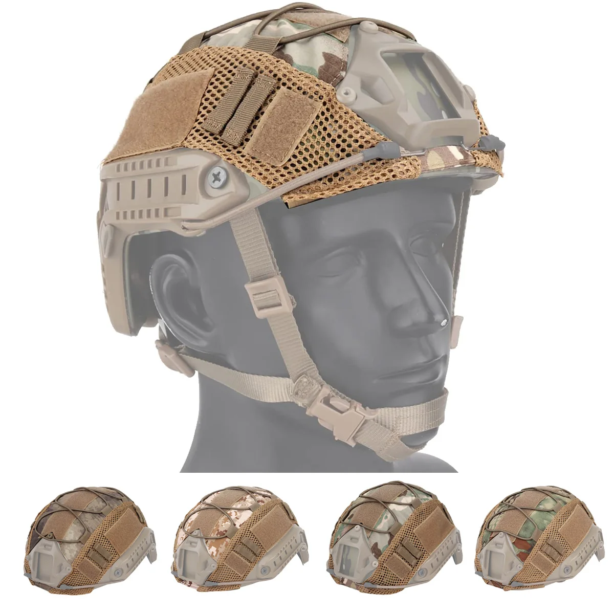 

Tactical Helmet Cover Multifunctional Protective Helmet Cloth with Cross Elastic Rope for Hunting Shooting Tactical Helmet Cloth