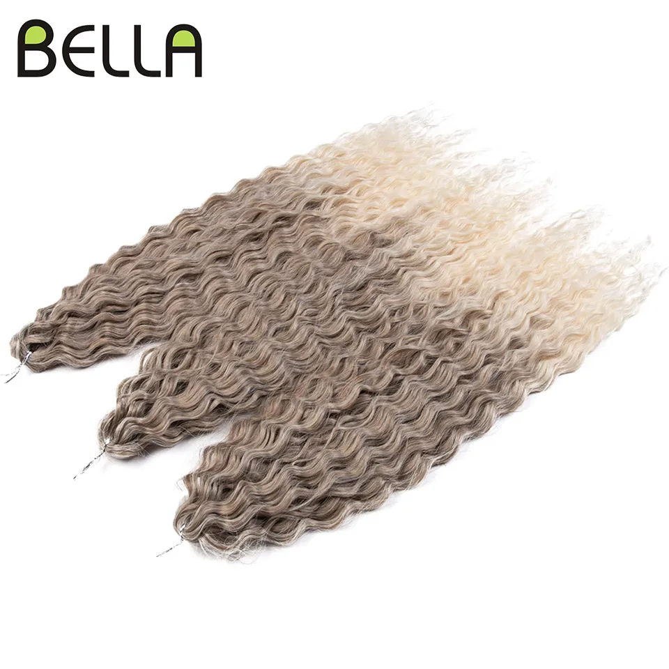 Bella Synthetic Hair Extensions Water Wave Crochet Hair 24 Inch Passion Twist Hair For Women Cosplay 3Ps/Lot Blonde Pink Color fashion idol 32 inch loose water wave crochet hair synthetic braiding hair ombre 613 blonde passion twist curly hair extensions