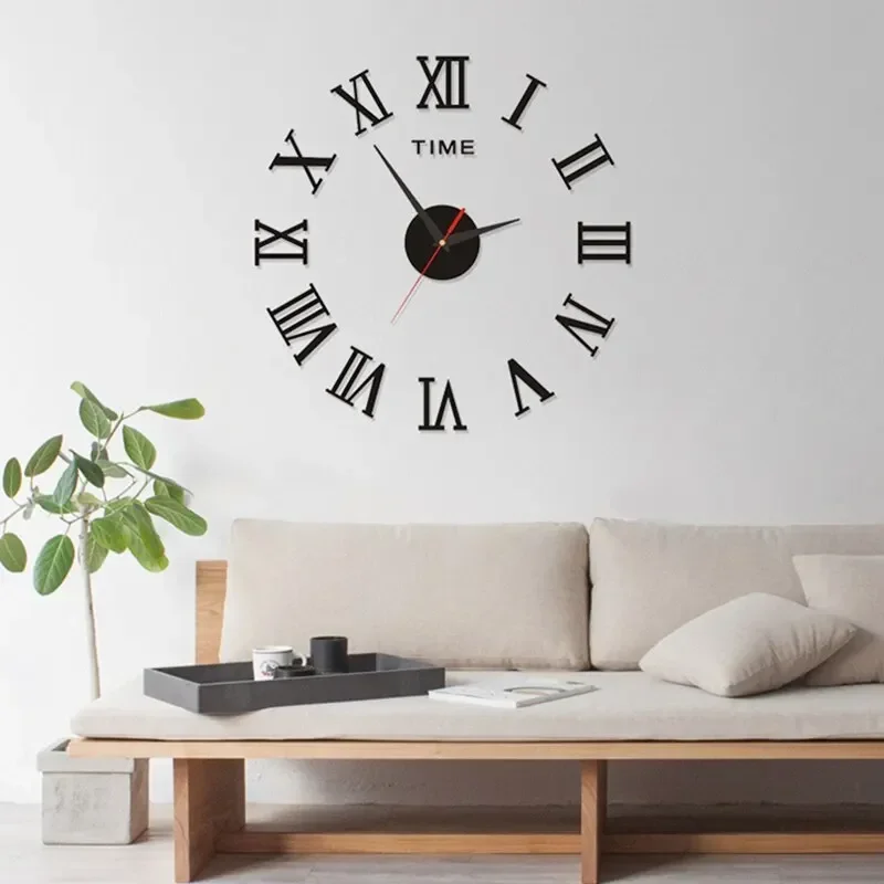 3D Acrylic Digital Wall Clock Roman Numerals Design Mirror Wall Clock Fashion Large Round DIY Self Adhesive Clocks wall clock digital wall clock