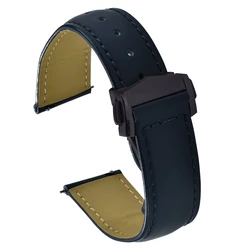 Elegant Handmade Leather Quick Release Watch Strap - Premium Replacement Band - 21mm (Blue - Black Buckle)