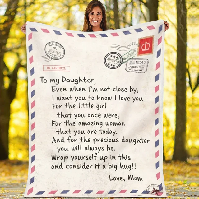 To My Daughter Warm Gift Blanket Letter Carpet Christmas Holiday Birthday  Gift Envelope Blanket For Daughter - AliExpress