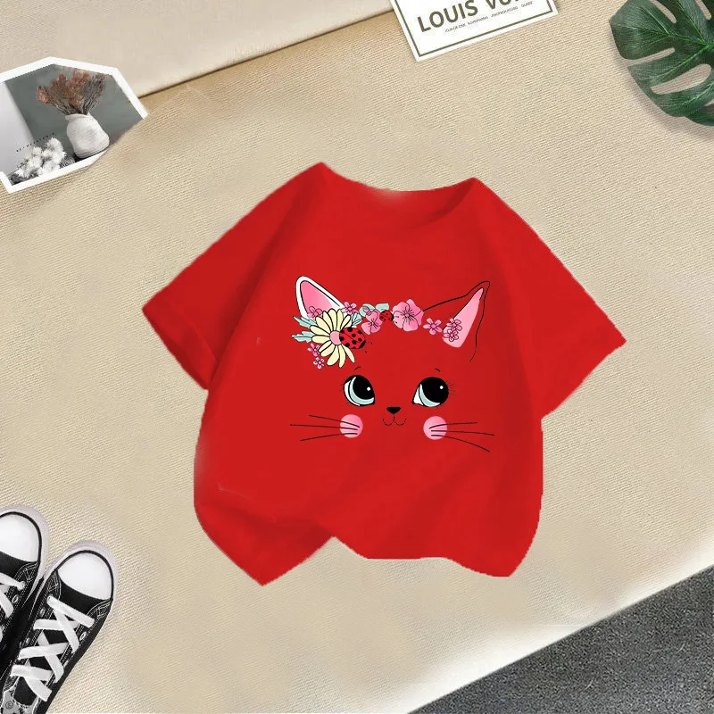 Girls Short Sleeve T-shirt Summer New Children's Top Loose Fashion Short Sleeves Clothes  Kids Clothes 4