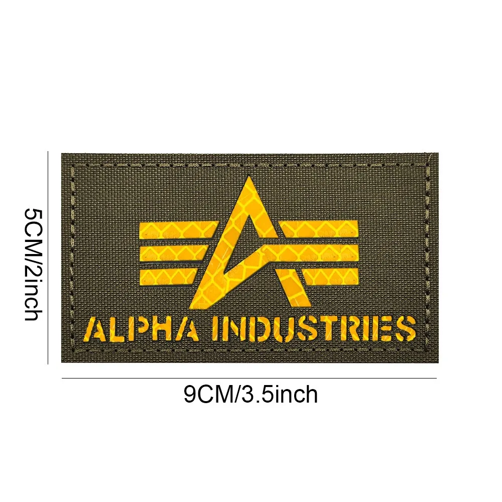 1 Stück reflektierendes Alpha-Abzeichen-Armband ALPHA leuchtendes Klett-Armband-Rucksack-Patch – Detail 8