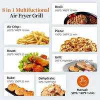 Grill Friteuse à air chaud 8 en 1 Friteuse à air chaud Capacité 6L Friteuse à air Grill électrique avec commande tactile, Max 230 ° Minuterie C 120 minutes 1700W 6
