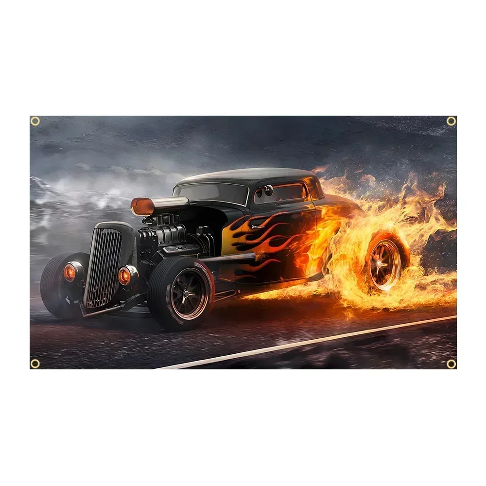 3x5-Ft-Printed-Flag-Hot-Rod-Flame-Vintage-Car-Flag-Polyester-Printed ...