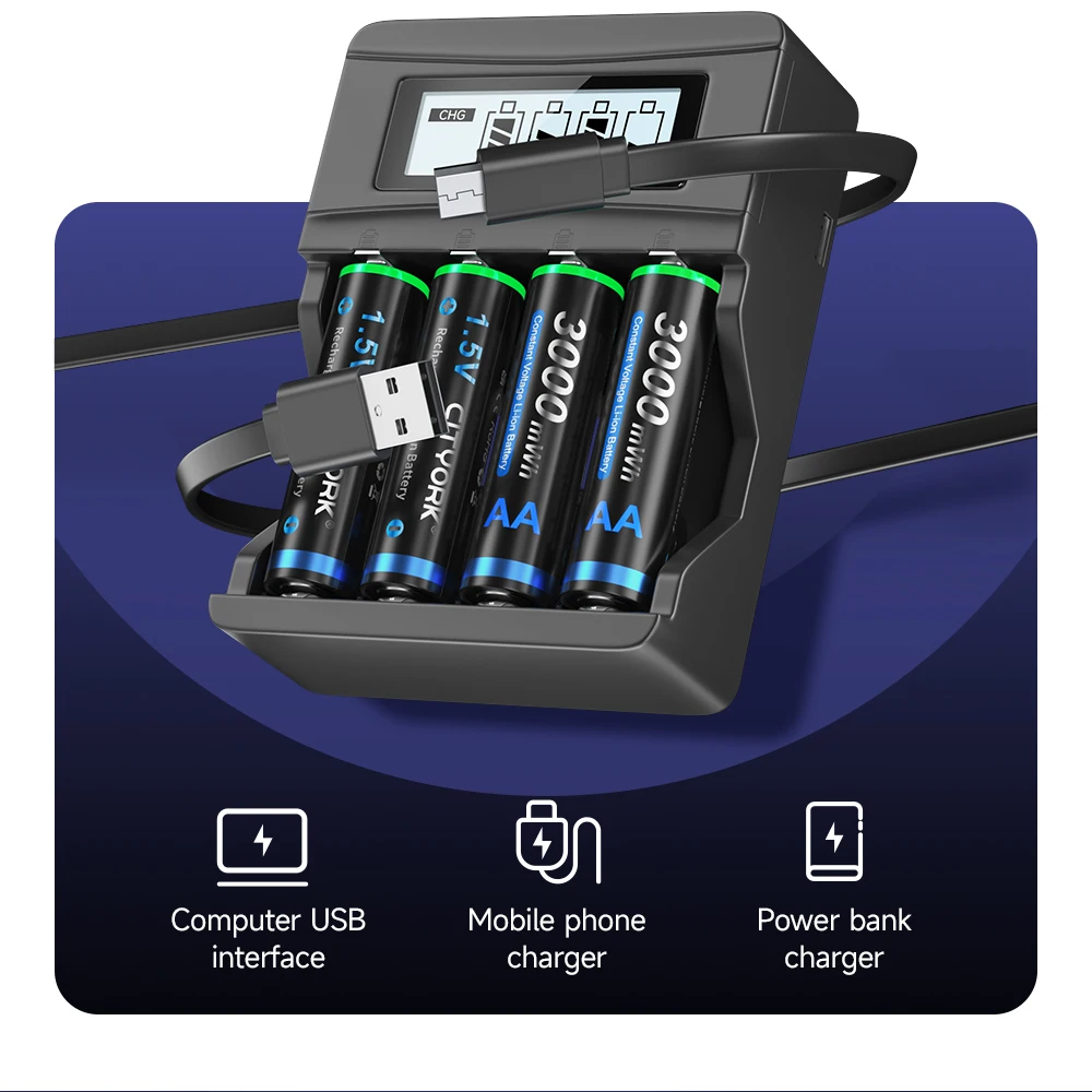 lítio do aaa de 1.5v e carregador de bateria aaa de 1.5v