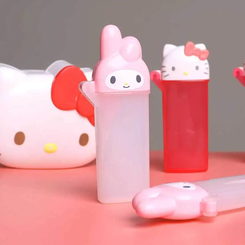 

Hello Kitty Cotton Swab Storage Box Sanrio Kawaii My Melody Anime Figures Toothpick Cosmetic Storage Container Girls Gifts