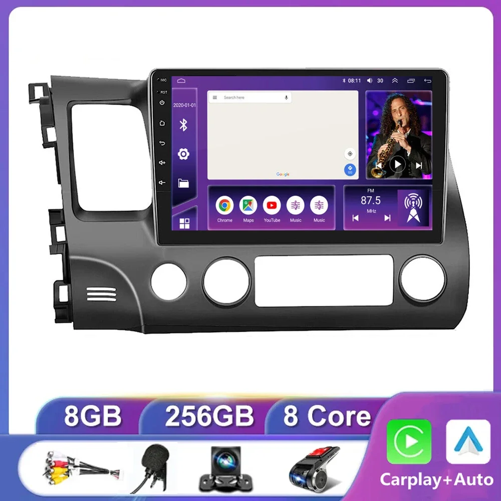 

Автомагнитола на Android 13 для Honda Civic 2005-2011 2012, автомобильное стерео радио, мультимедийный видеоплеер, навигатор Carplay, 2Din GPS DSP