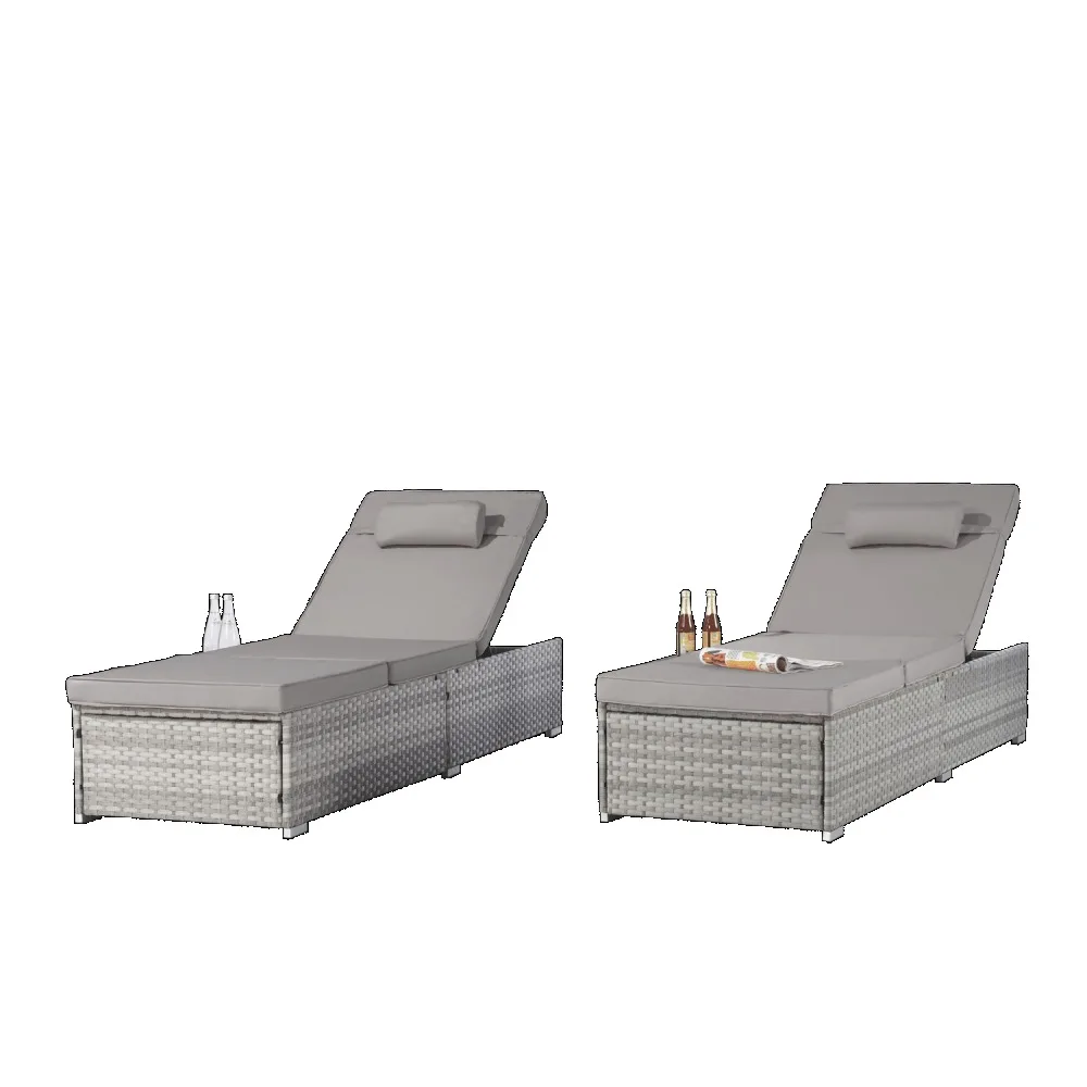 Outdoor Chaise Lounge Chair Set of 2 with Patio Pool Chairs Tanning Lounges for Outside, with Adjustable, Outdoor Patio Chaise 4