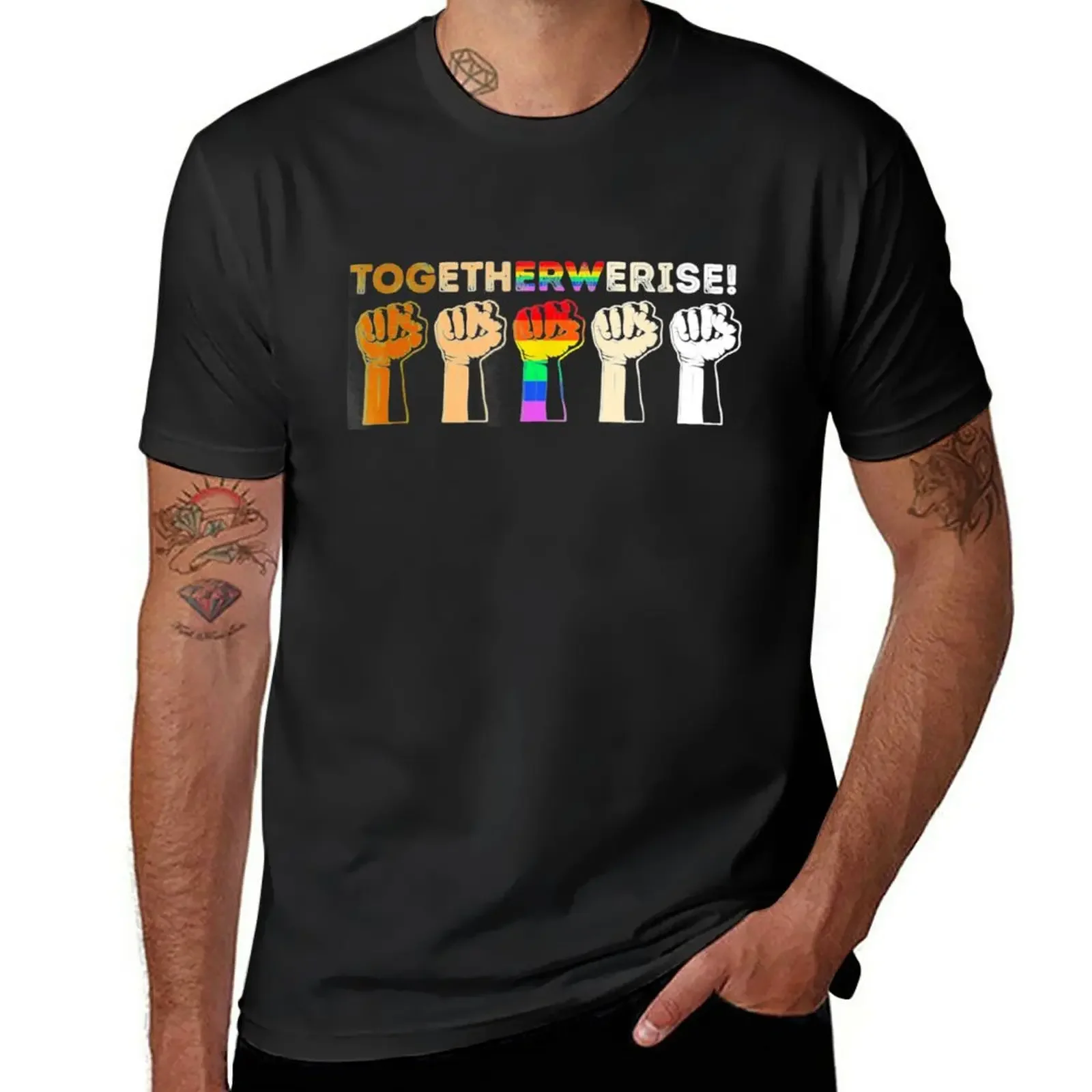 

Black Lives Matter Together We Rise T-Shirt blanks korean fashion anime T-shirt men