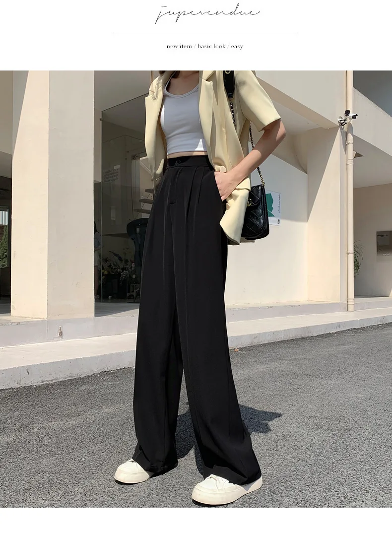 

Women's Tailoring Pants Women's Suit Pants 23 Summer High Waist Drape Cool Loose Straight Leg Mopping Pants Slim Wide Leg Pants