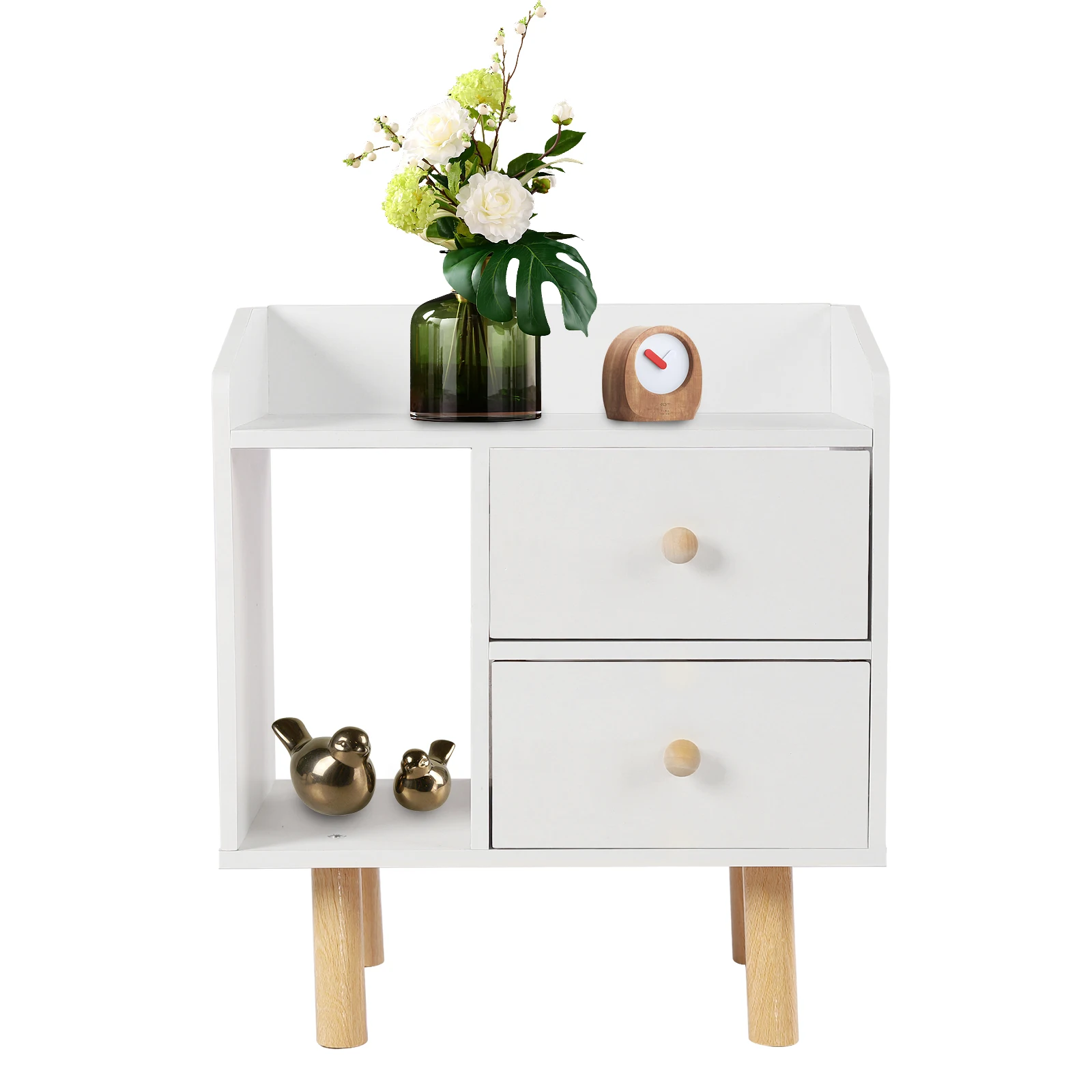 

White Large Capacity Nightstand W/ Drawer Bedside Side Small Place Bed Table End Tables For Living Room& Bedroom File Cabinet