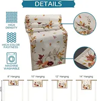 Fall Thanksgiving Pumpkin Linen Table Runner Dresser Scarves Decor Farmhouse Kitchen Table Runner Thanksgiving Decorations 6