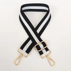 Colorful Versatile Adjustable Striped Shoulder Strap Bag Accessory (Black and white gold)