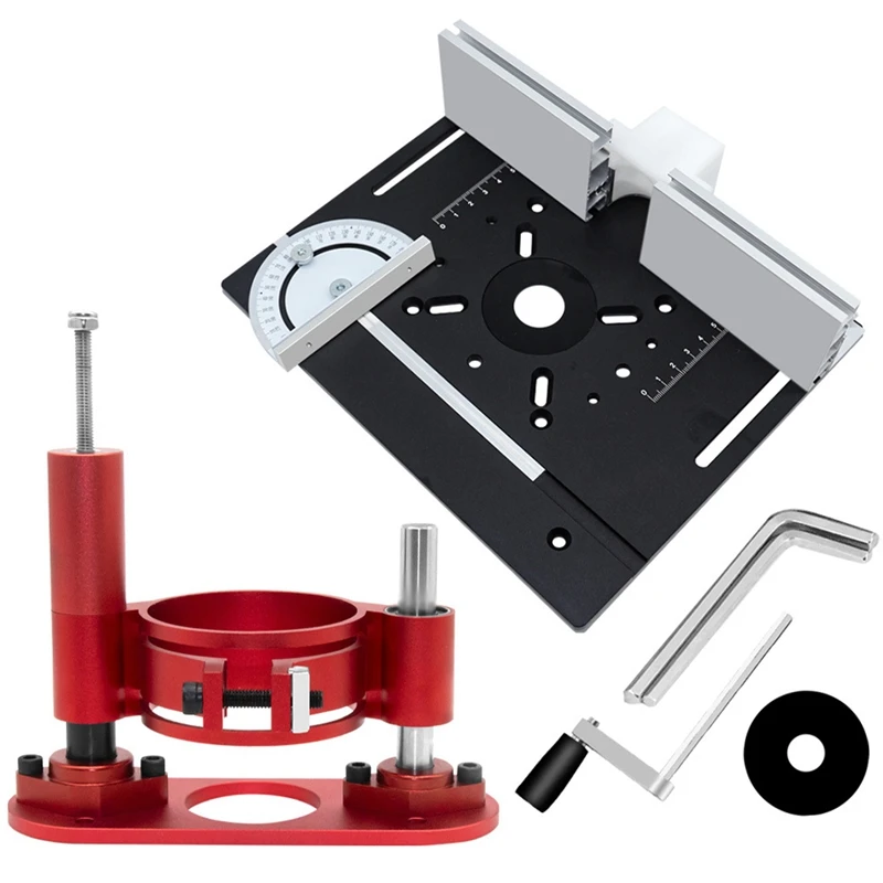 

Aluminum Alloy Router Lift Aluminum Router Table Insert Plate Kit-Wood Router Lifting Base For DIY Working Tool