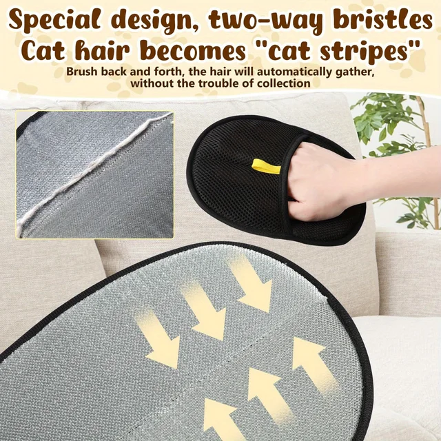 Dual-Sided Pet Hair Remover Gloves – Grooming Gloves for Dogs & Cats 4