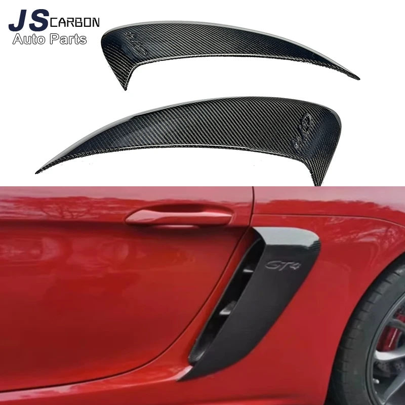 Per Porsche 718 981 Boxster Cayman Gt4 In Fibra Di Carbonio Porta Auto Side Fender Vents Trim Cornice Decorazione Copertura Aggiornamento Kit Corpo