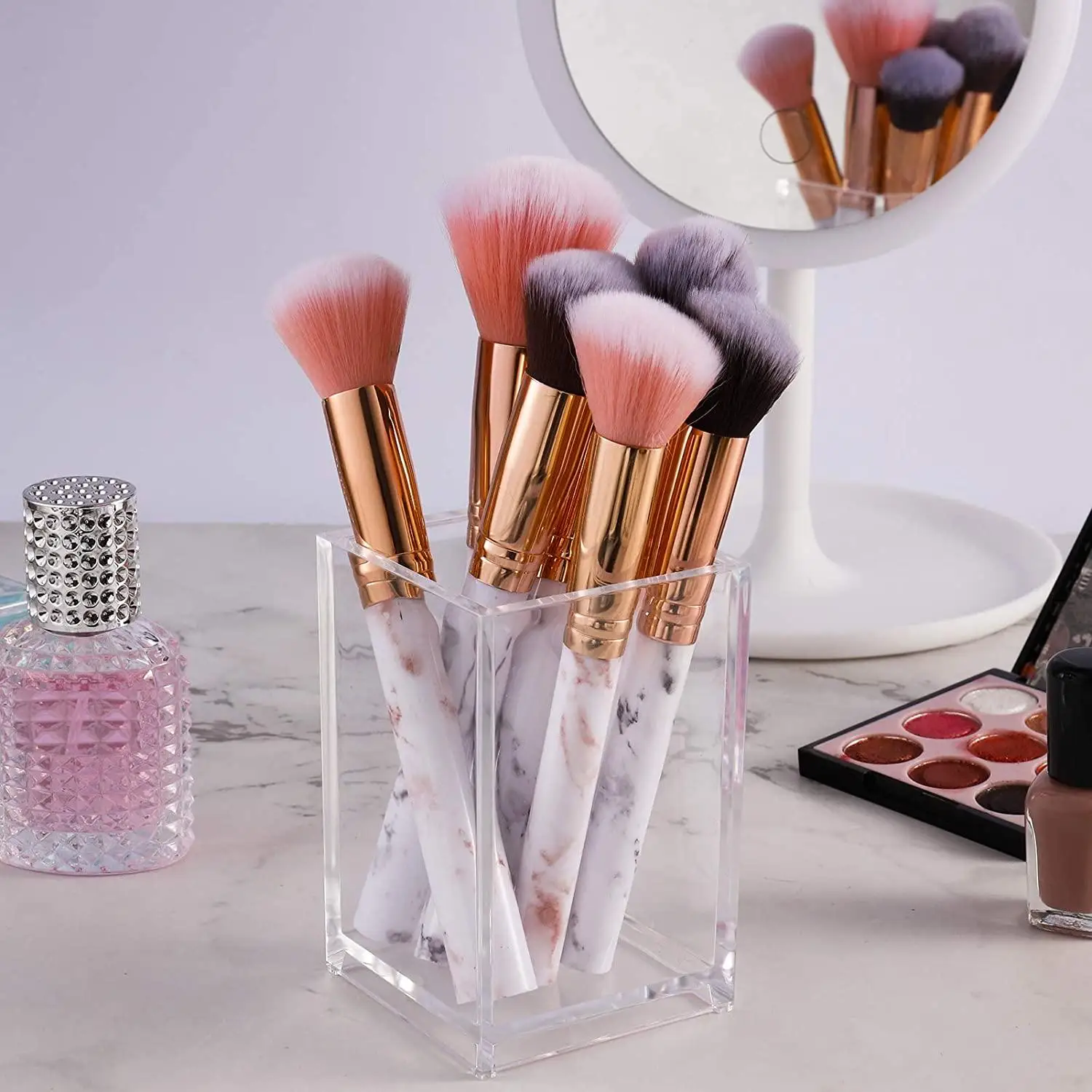 Acrylic Pen Holder Pencil Holder Clear Makeup Brush Stationery Organizer For Desk 1/2/4/10 PCS