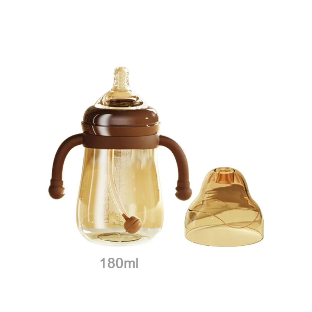 Baby Feeding Bottles Newborn Silicone Bottle Handle 180/240/300ml Infant Straw Bottle 0-3Y