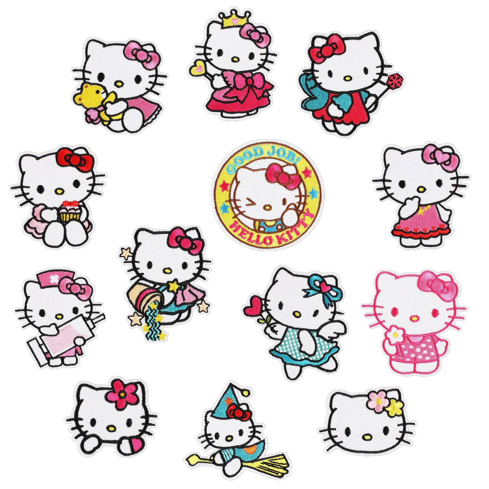 

Cartoon Cute KT Cat Hello Kitty Applique For DIY Sew on Child Clothes jacket Hat Ironing Patches Jeans Embroidered Sticker