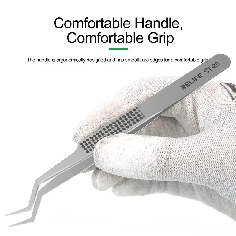 Precision Tweezers RELIFE ST-20 Chip Positioning Tweezers High Precision Flying Line Super Hard Tweezer for Soldering and IC Chip Micro-repair precision tweezers soldering tweezers phone repair tweezers tweezer tool