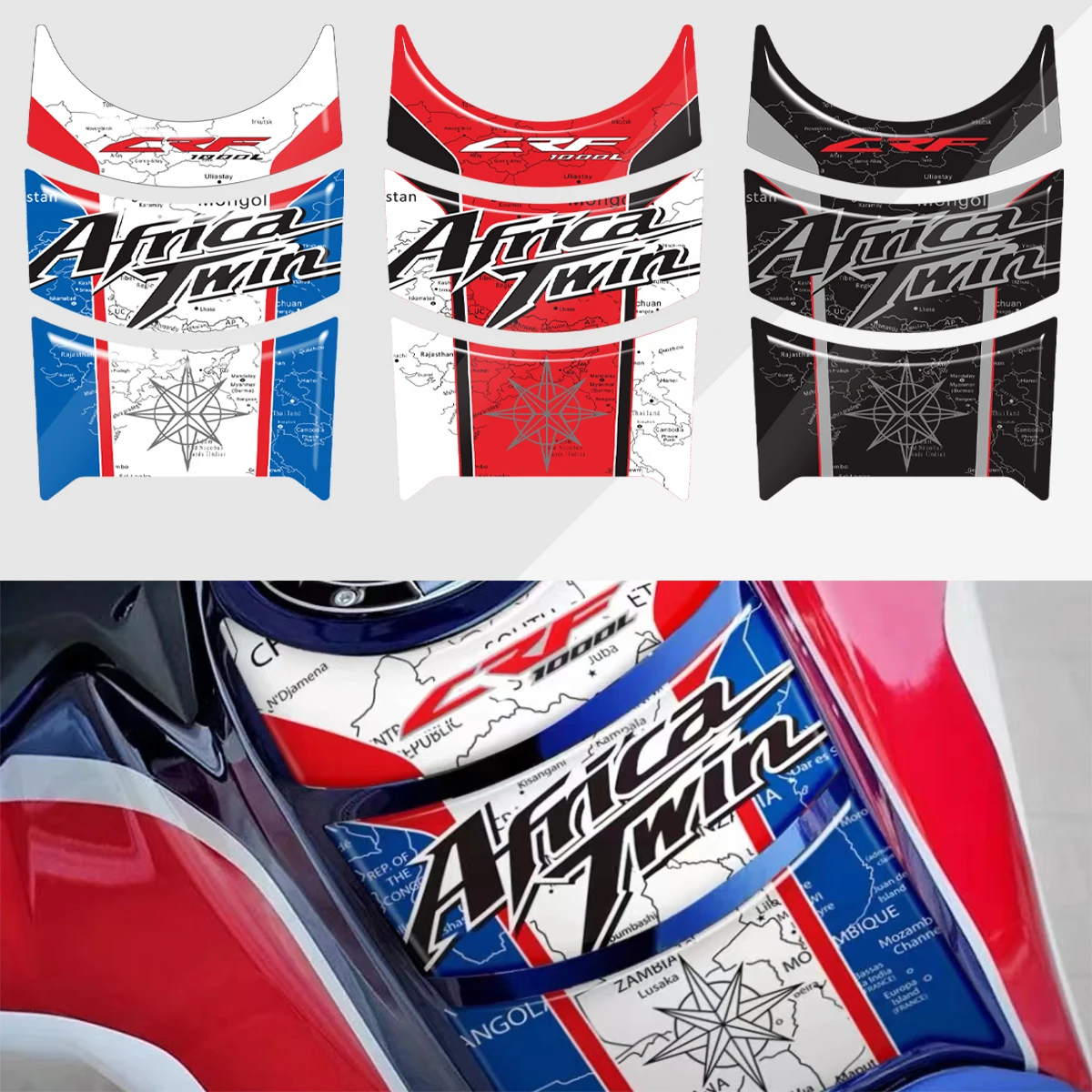 

3D Resin Motorcycle Fuel Tank Pad Decal Gas Tank Protector Sticker For Honda Africa Twin 2016 2017 2018 2019