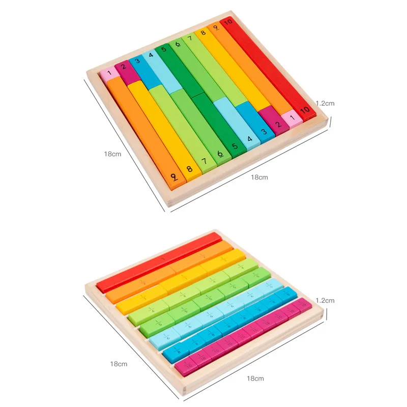 Children Montessori Math Toys Parish Color Cognitive Board Fractional Stick Arithmetic Learning Educational Toys for Children 6