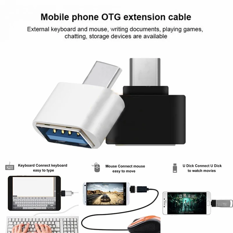 안드로이드 모바일 미니 c형 범용 Usb-타입 어댑터-C 잭 분배기, 스마트폰 USB C 커넥터 OTG 변환기