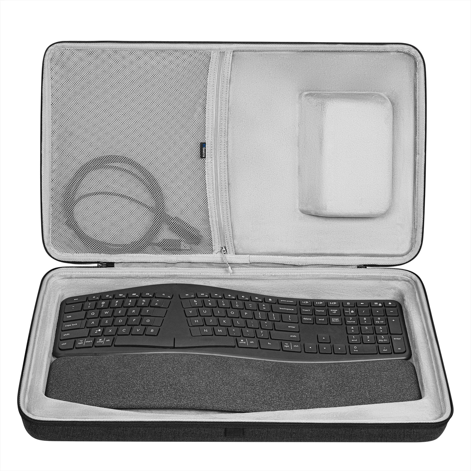 Custodia Per Tastiera Geekria Compatibile Con Tastiera Ergonomica Wireless Logitech Ergo K860 E Combinazione Mouse Mx Master 3S (Grigio Scuro)