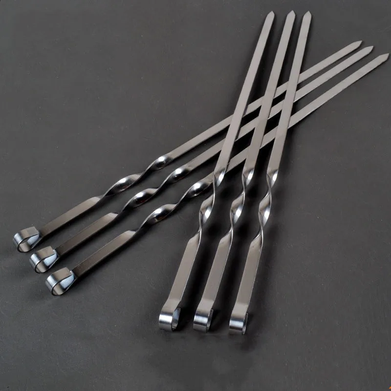 40CM 15.7IN Barbecue Meat String Skewers Meat Stainless Steel Roast Stick For BBQ Fork Outdoor Picnic Kitchen Tools 6/10/12Pcs