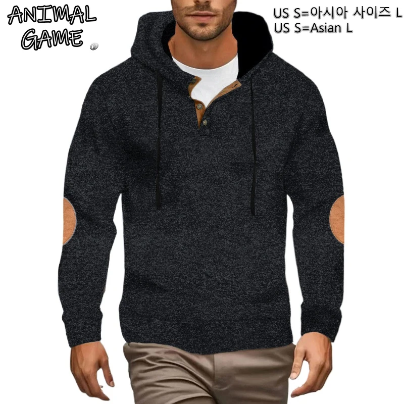 Animal Game Men's Casual Hooded Button Jackets Sport Men's Sweatshirts Casual Coats Solid Warm Work Coat Sport Hoodie Streetwear