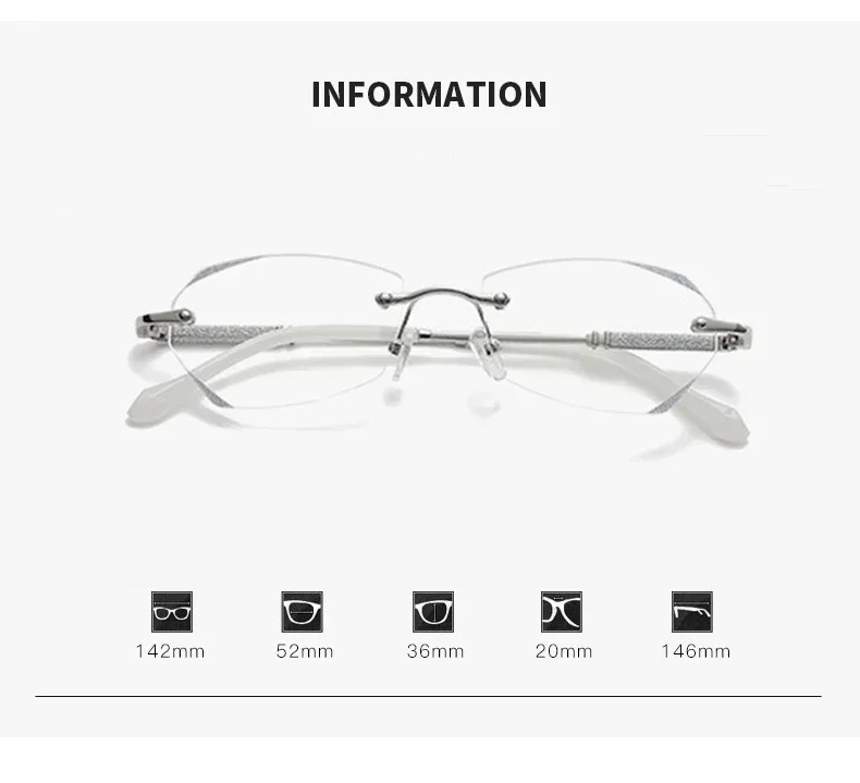 Finished Prescription Nearsighted Glasses Blue Light Blocking Women Men Diamond Cutting Minus Eyeglasses Rimless Myopia Glasses