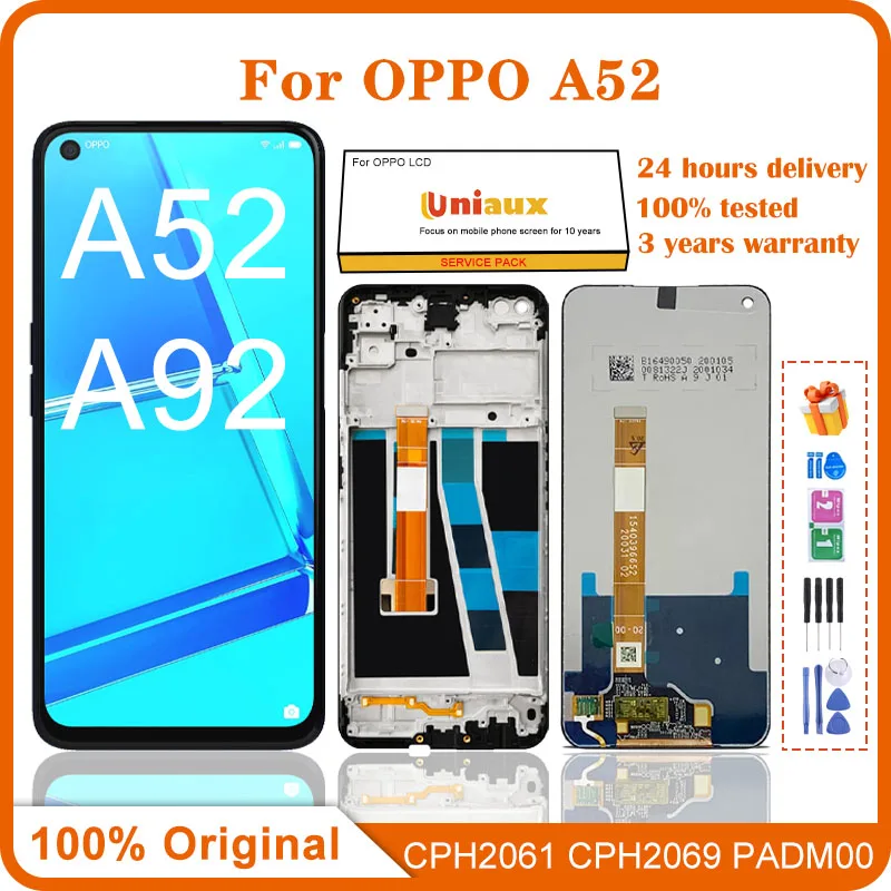 

6,5 ''оригинальный для Oppo A92 A52 CPH2067 LCD дисплей 10 кодирующий преобразователь сенсорного экрана в сборе Замена для Oppo A52 LCD