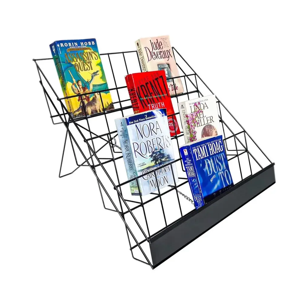 4-Tiered Wire Display Rack Books Magazines Cards Candies 18" Literature Brochure Stand Retail Store Countertop Organizer Black 2