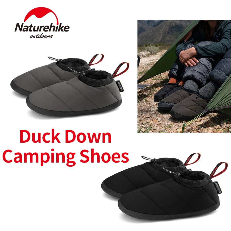 Naturehike Duck Down Camp Shoes Low Top Winter Warm Ultralight Slipper Boots Antiskid Windproof Waterproof Camping Snow Shoes