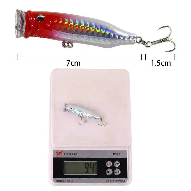 1Pcs Fishing Lures 7cm/9.4g Popper Bait 2024 New Topwater Plastic Artificial Hard Bait Crankbait Wobblers Perch Fishing Tackle 3