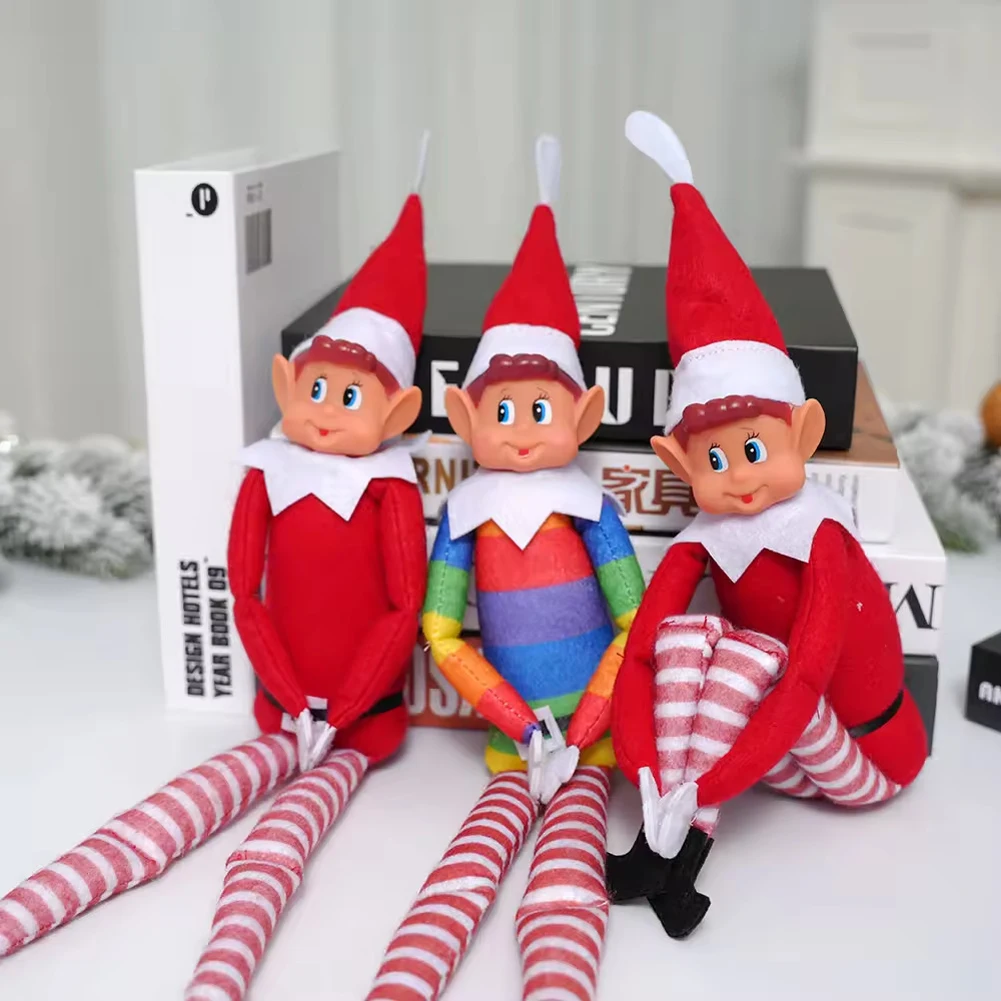 YUYWWAN Elfo Navidad Muñeco, Lindo Duende Navidad Travieso, Figura de Elfos Navideño, Interesante Elfo Travieso para Decoración Navideña, Relleno de Regalo (Rojo-Pantalones