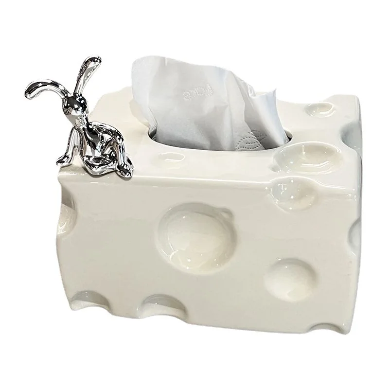 

Creative Tissue Box Cream Ceramic Tissue Box Living Room High-End Entry Lux Napkin Paper Extraction Box
